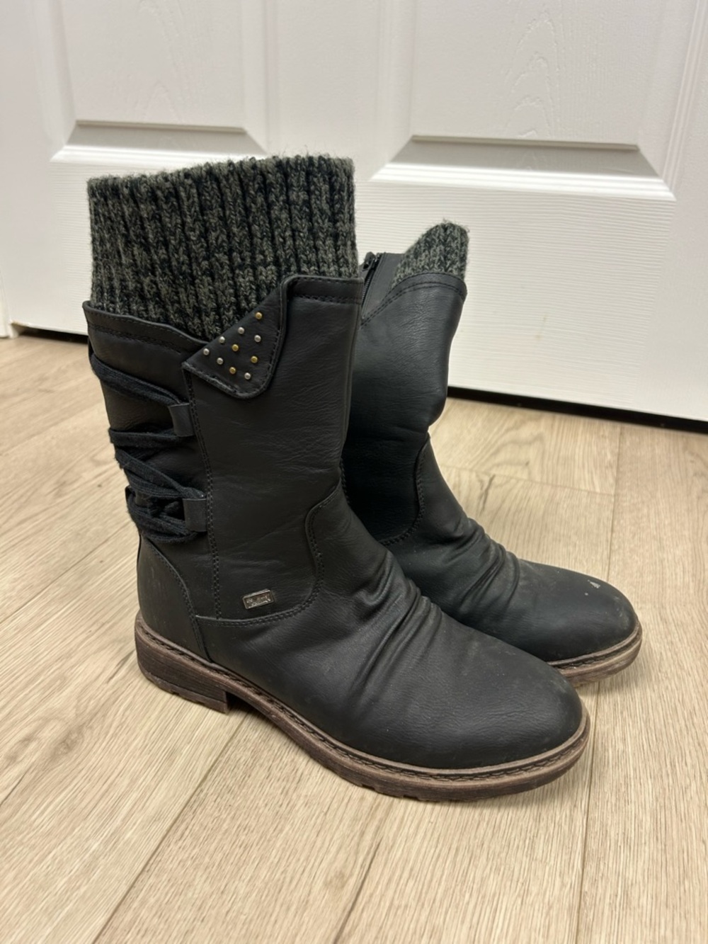 Rieker Women’s Black 94773 Half Shaft Suede Boots